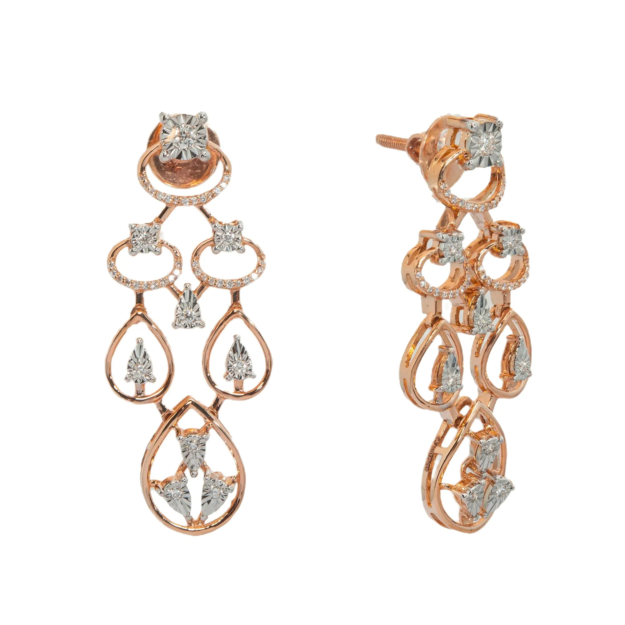 18K Rose Gold Necklace Set w/ 2.24ct Diamonds (58.9gm)