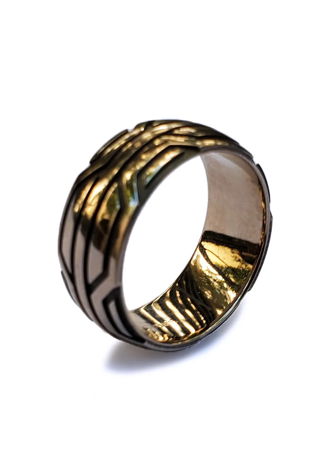 18K White Gold Anthracite Geometric Band