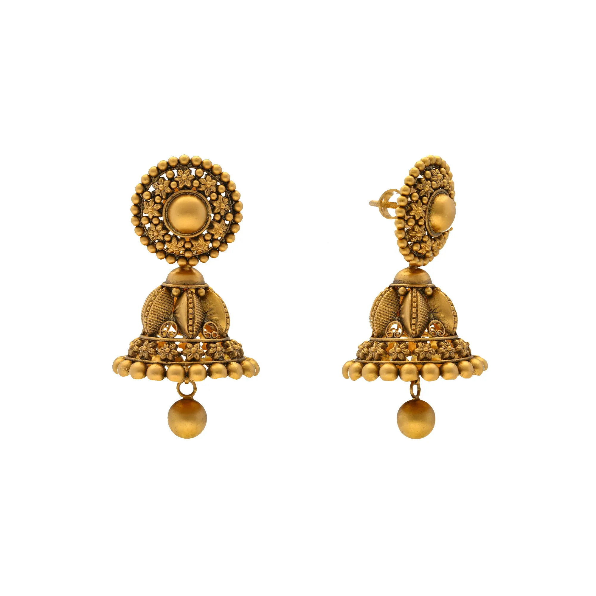 22K Antique Gold Necklace Set (77gm)