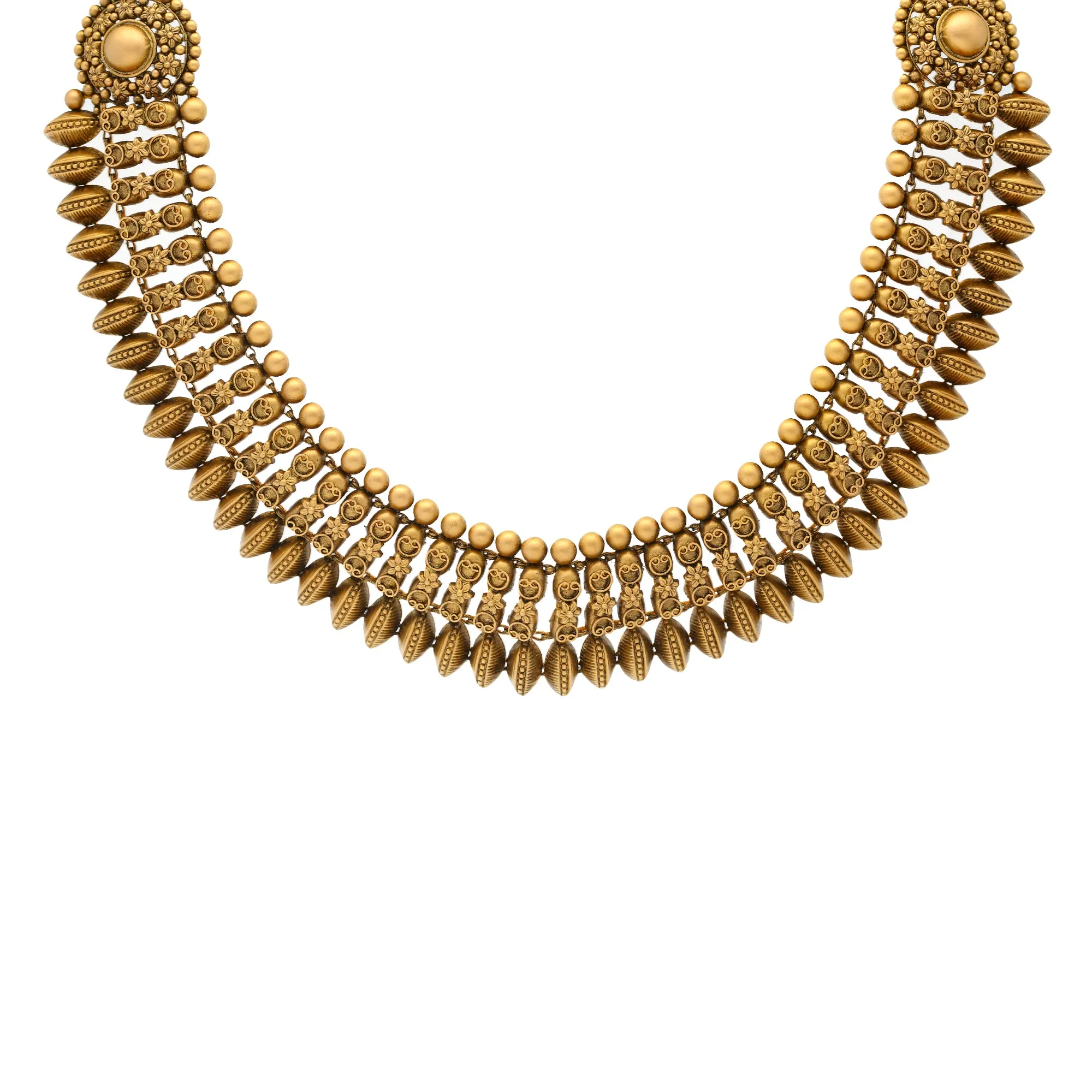 22K Antique Gold Necklace Set (77gm)