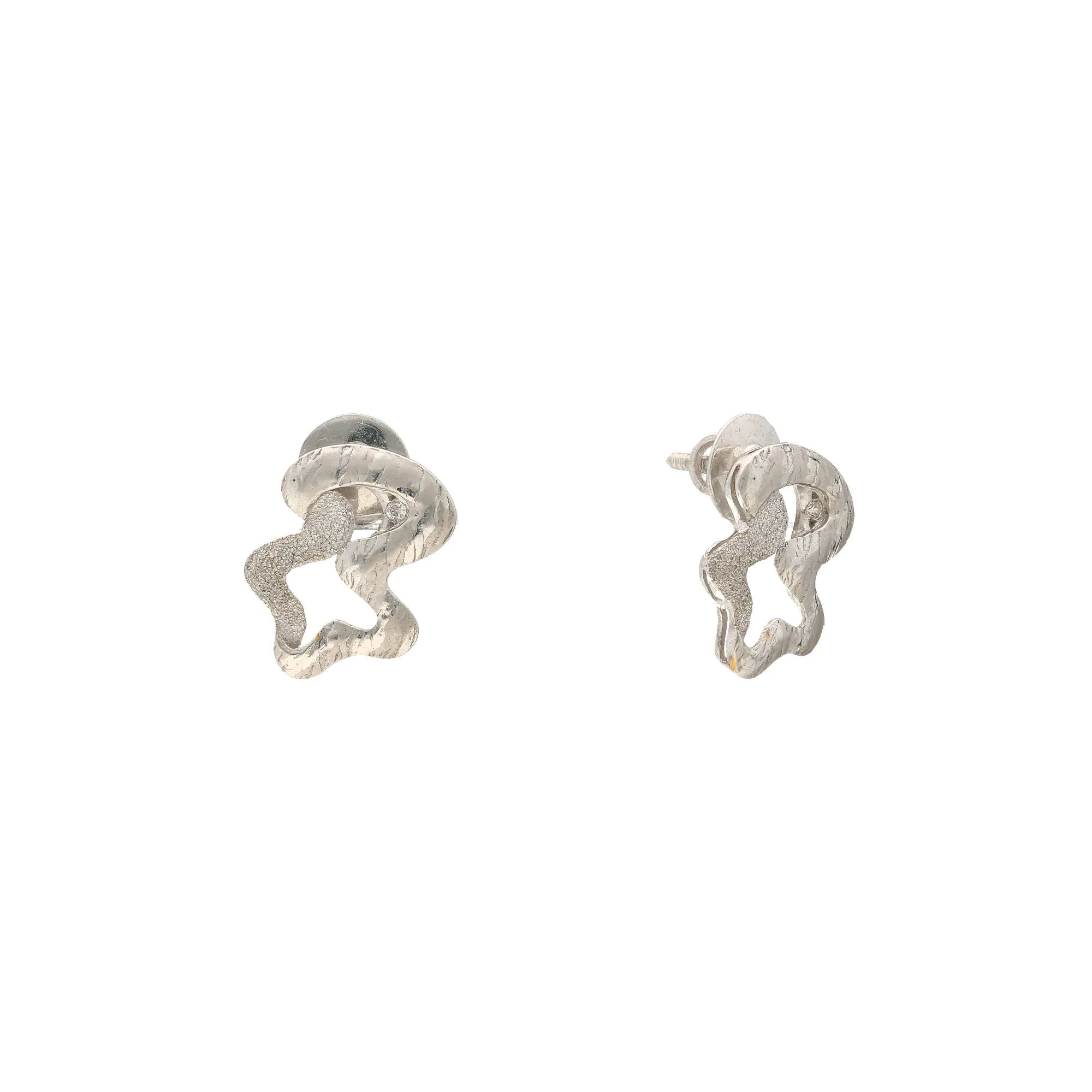 22K White Gold Abstract Stud Earrings (6.1gm)