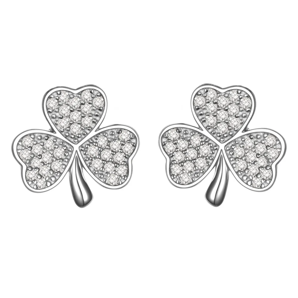 925 Silver CZ Clover Jewelry Sets