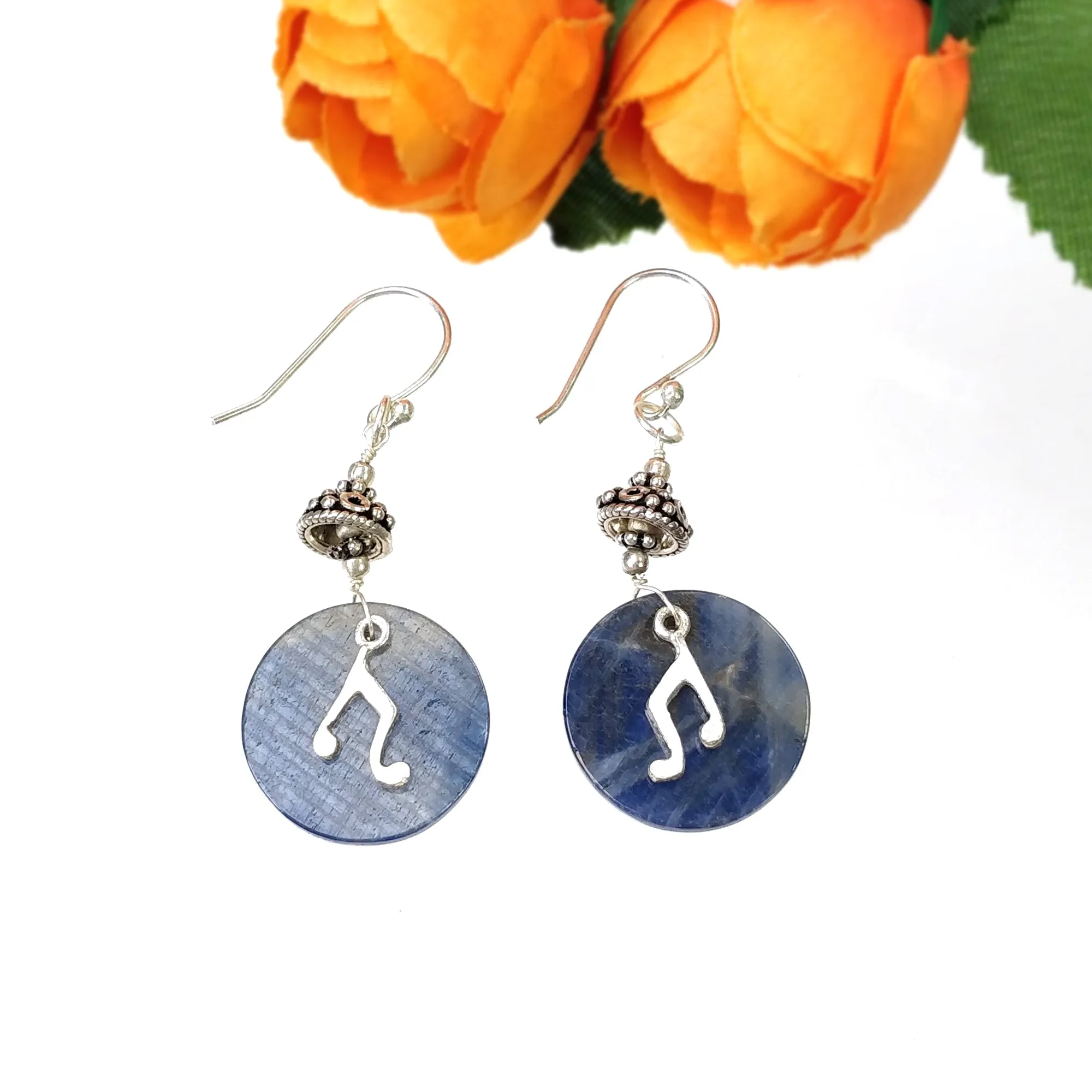 925 Sterling Silver Jewelry :  Natural Untreated BLUE SAPPHIRE Gemstone 19" Beads Necklace Drop Dangle Earring Jewelry Set