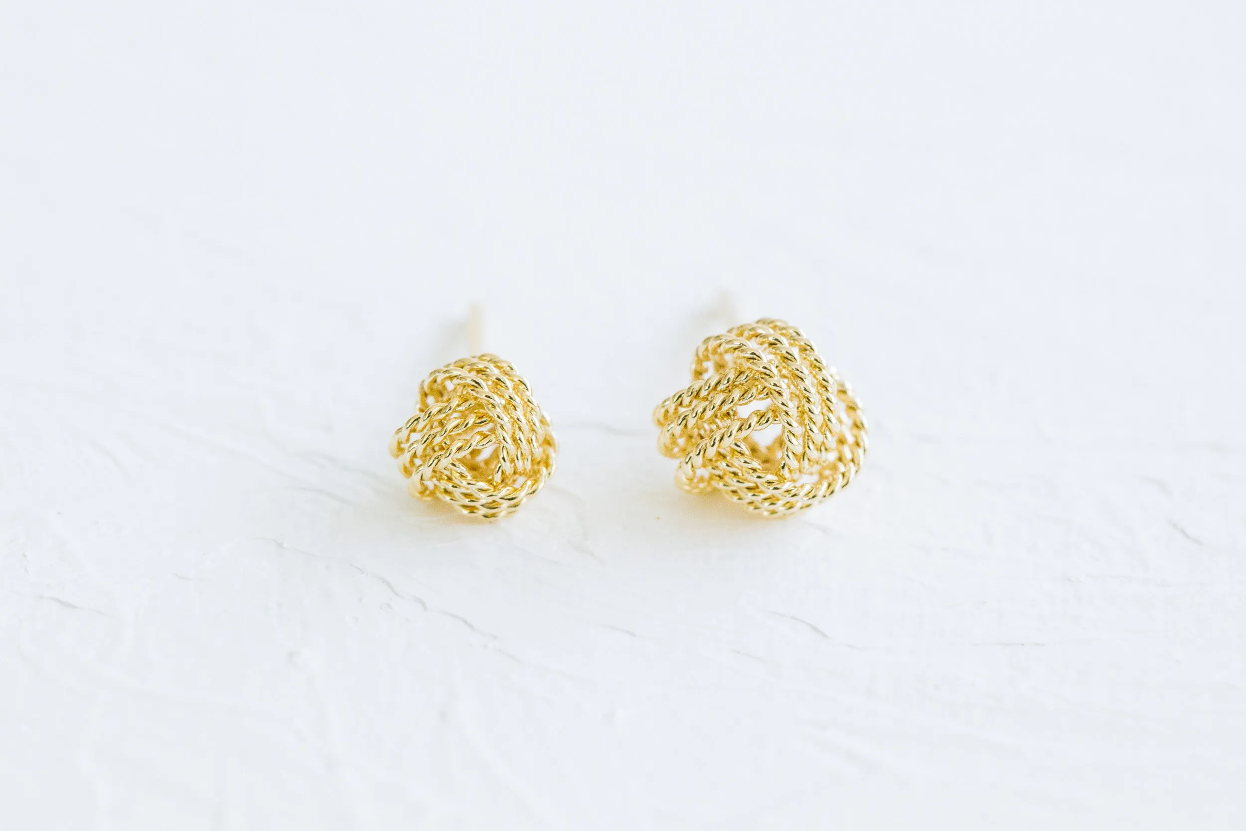 925 Sterling Silver Twisted Love Tie Knot Ball Pendant Ear Studs Post Earrings