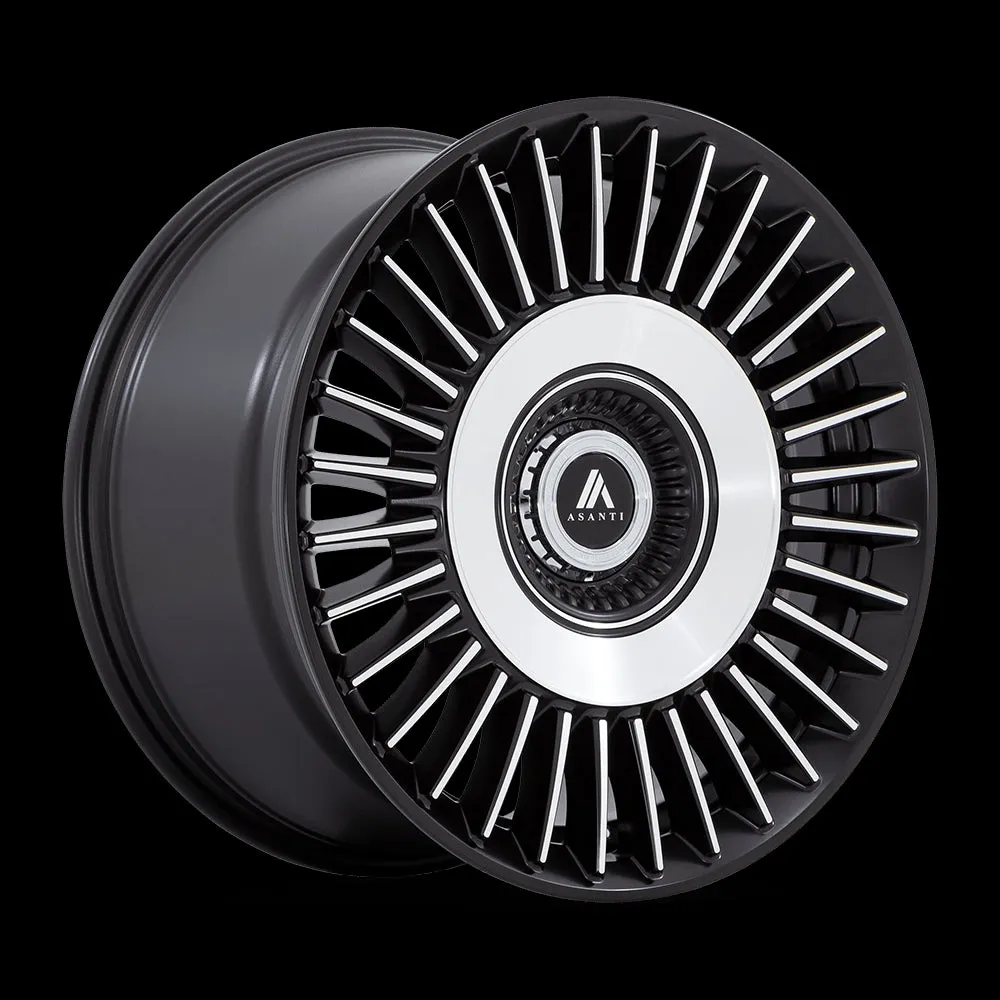 Asanti ABL-40 Tiara 20X9 5X115 5X120 15mm Satin Black With Bright Machined Face