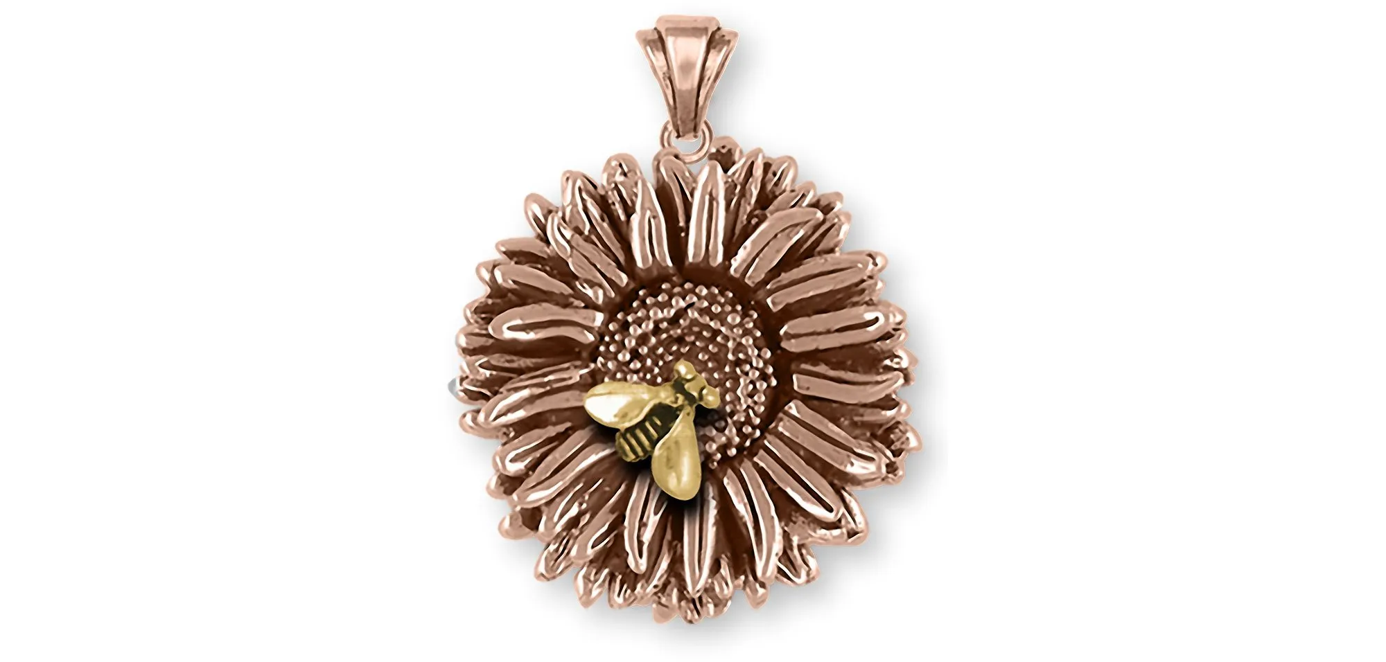 Aster Jewelry 14k Rose Gold Handmade Aster Flower Pendant  AST2-BEEPRG all