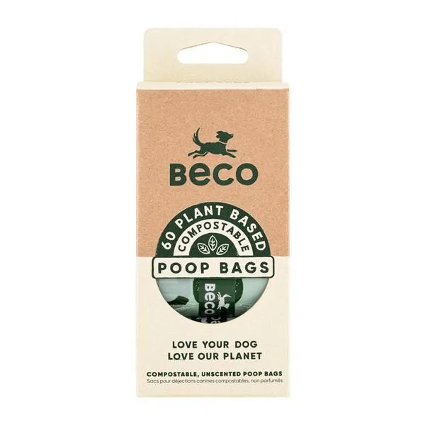 Beco 60 Poop Bags on 4 Refill Rolls Home Compostable