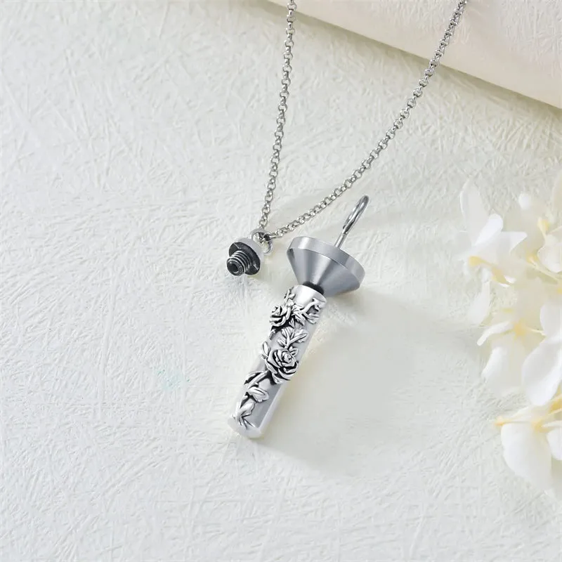 Cremation Jewelry Sterling Silver Sunflower Rose Daisy Flower Urn Necklace for Ashes Memorial Keepsake Jewelry for Women