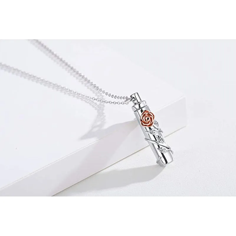 Cremation Jewelry Sterling Silver Sunflower Rose Daisy Flower Urn Necklace for Ashes Memorial Keepsake Jewelry for Women
