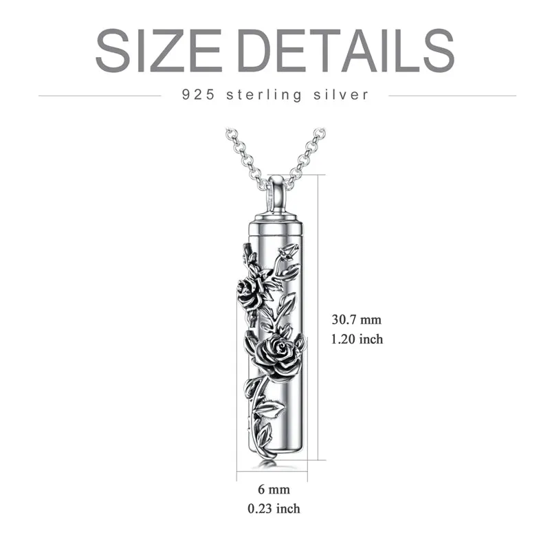 Cremation Jewelry Sterling Silver Sunflower Rose Daisy Flower Urn Necklace for Ashes Memorial Keepsake Jewelry for Women