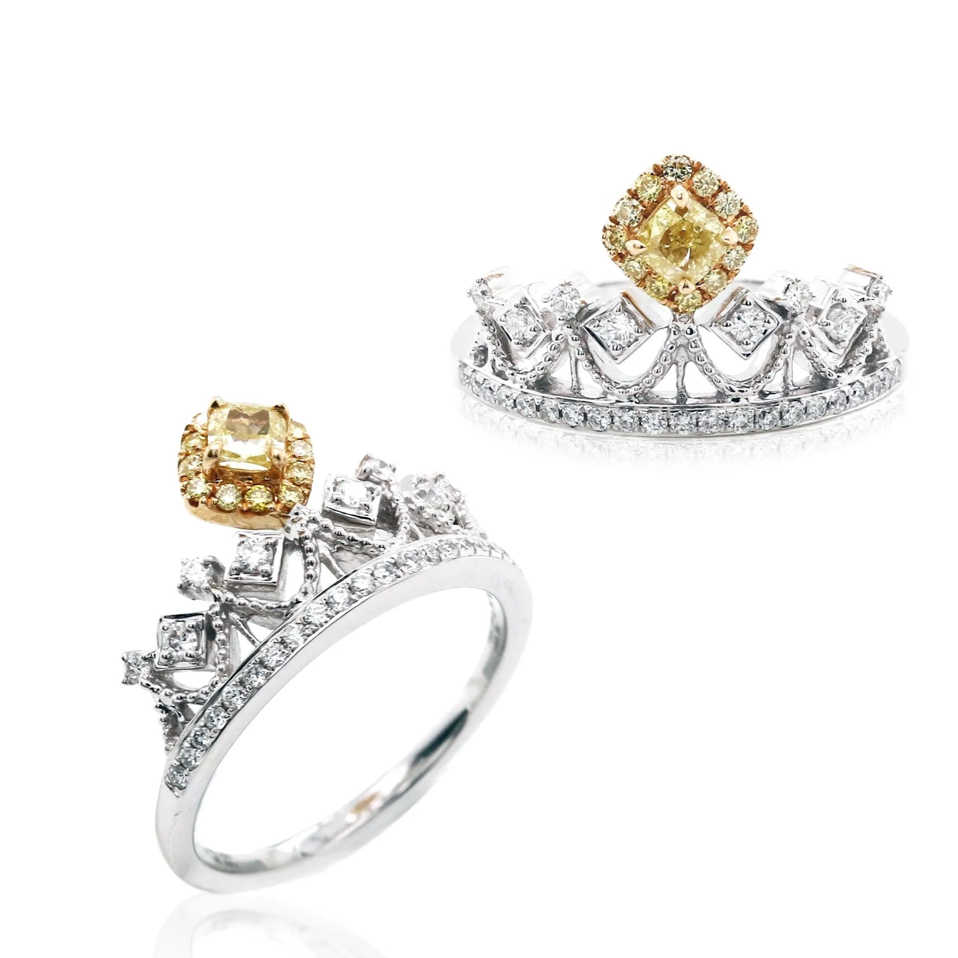 Dainty Tiara Yellow Diamond Ring