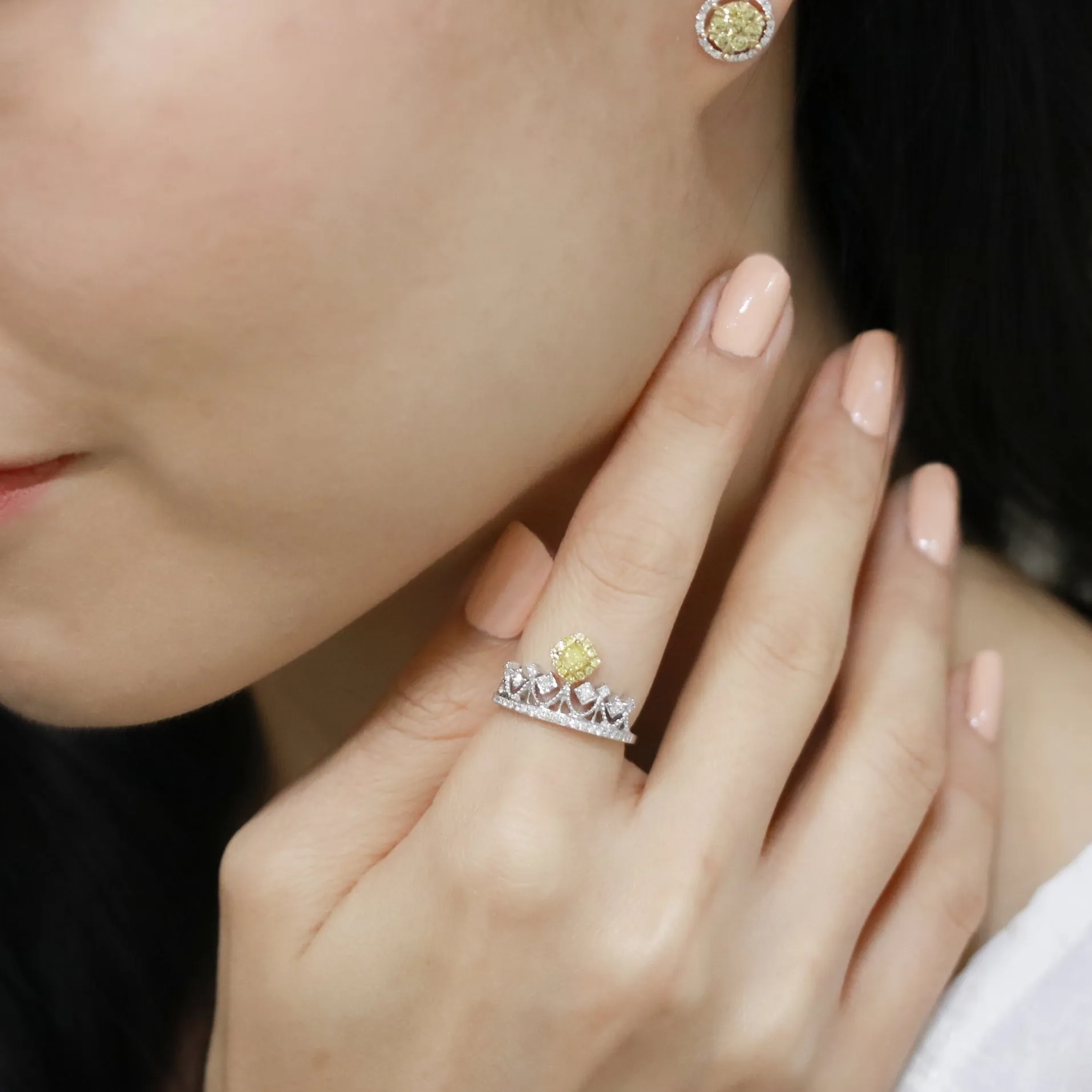 Dainty Tiara Yellow Diamond Ring