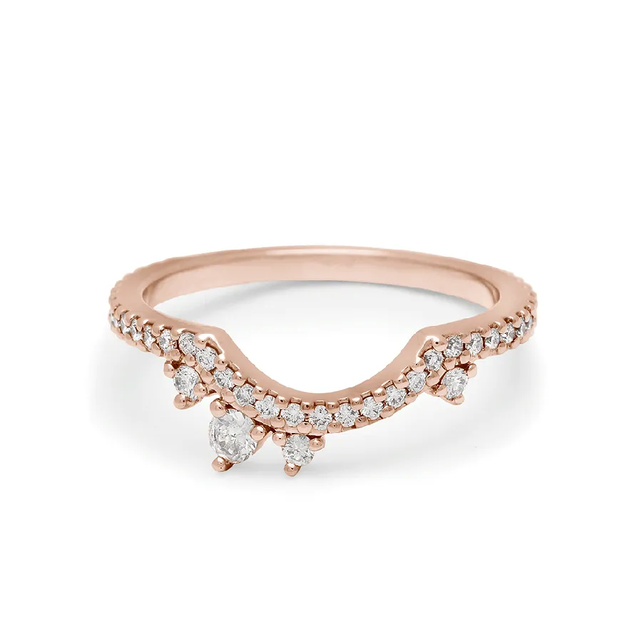 Diamond Dusted Meridian Scallop Band - 14k Gold & White Diamonds