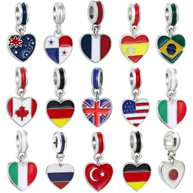 Flag Pendant / Brazillian Jewelry / Heart Shape Pendant