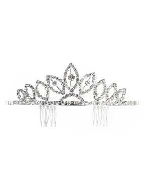 Girls Multi Color Leaf Pattern Rhinestone Wedding Pageant Tiara