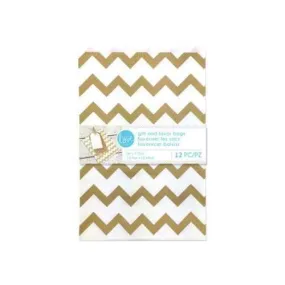 Gold Chevron Gift & Favor Bags Set ( Case of 90 )