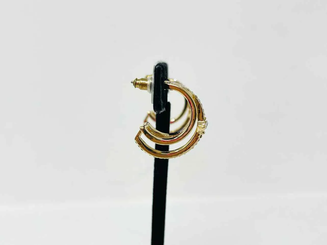 Gold/Clear Half Hoop Jeweled Jewelry Earrings