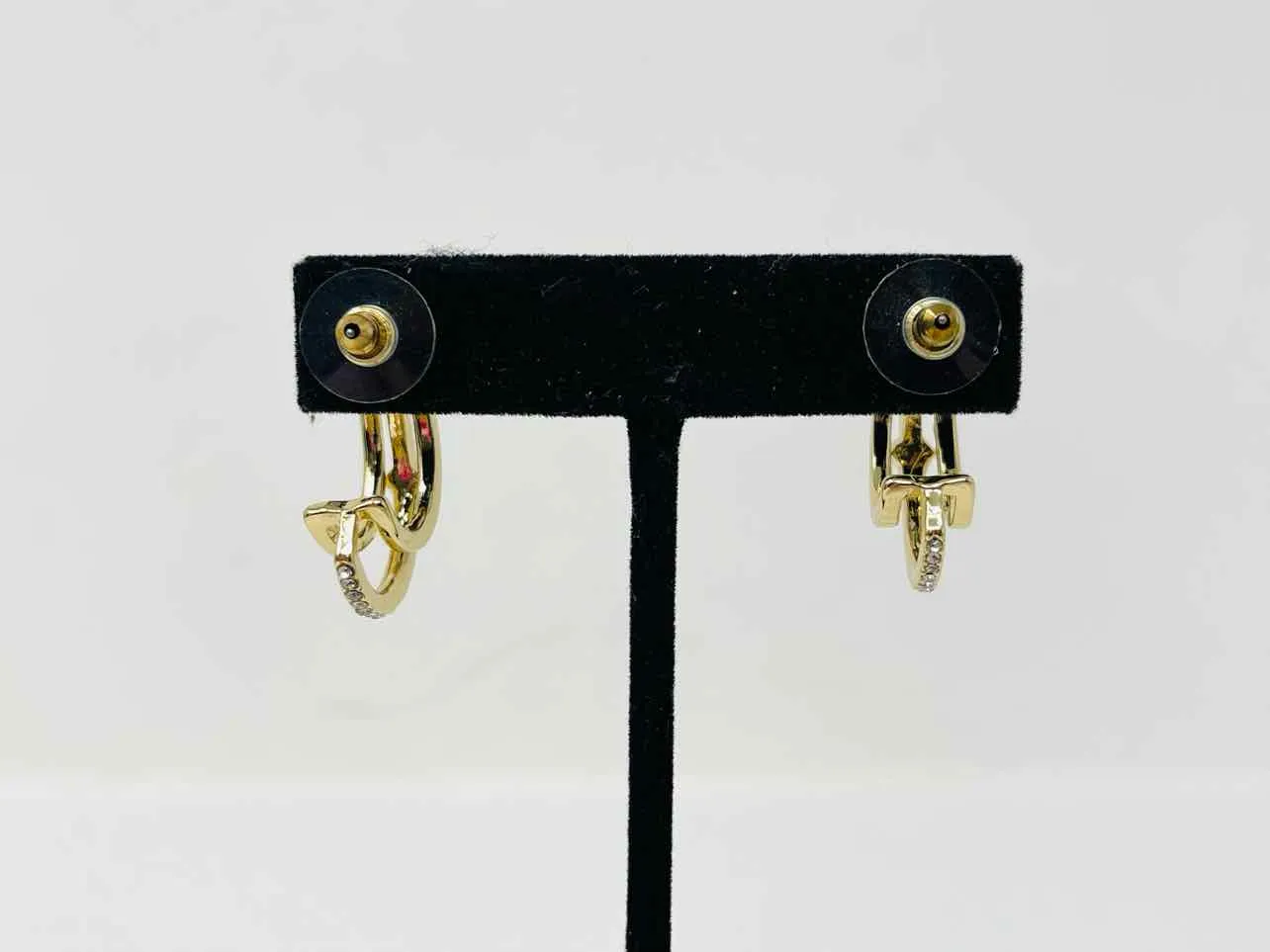 Gold/Clear Half Hoop Jeweled Jewelry Earrings