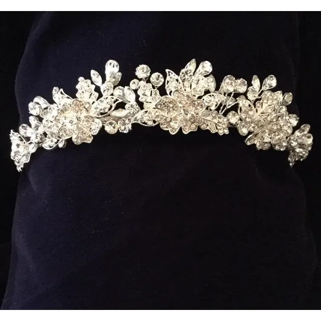Lavish Foliage Crystal Tiara