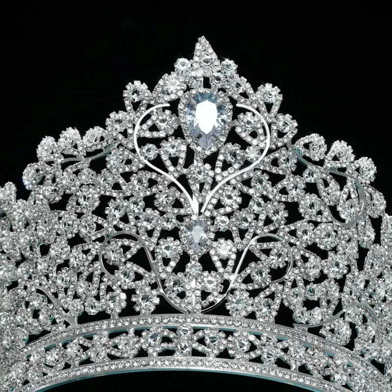Luxury Zirconia Large Bridal Crown Crystal Tiara Headdress for Brides