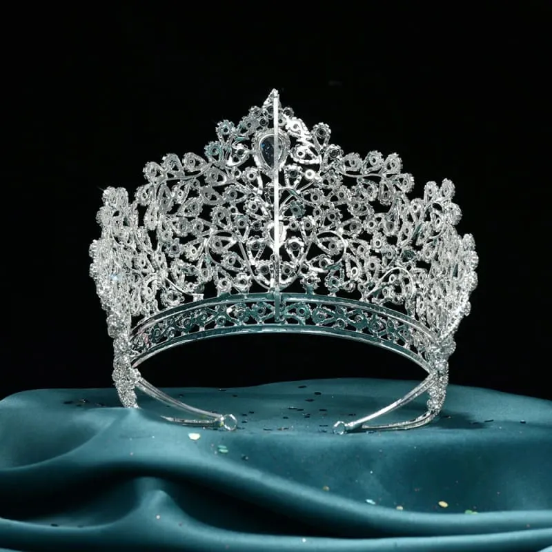 Luxury Zirconia Large Bridal Crown Crystal Tiara Headdress for Brides