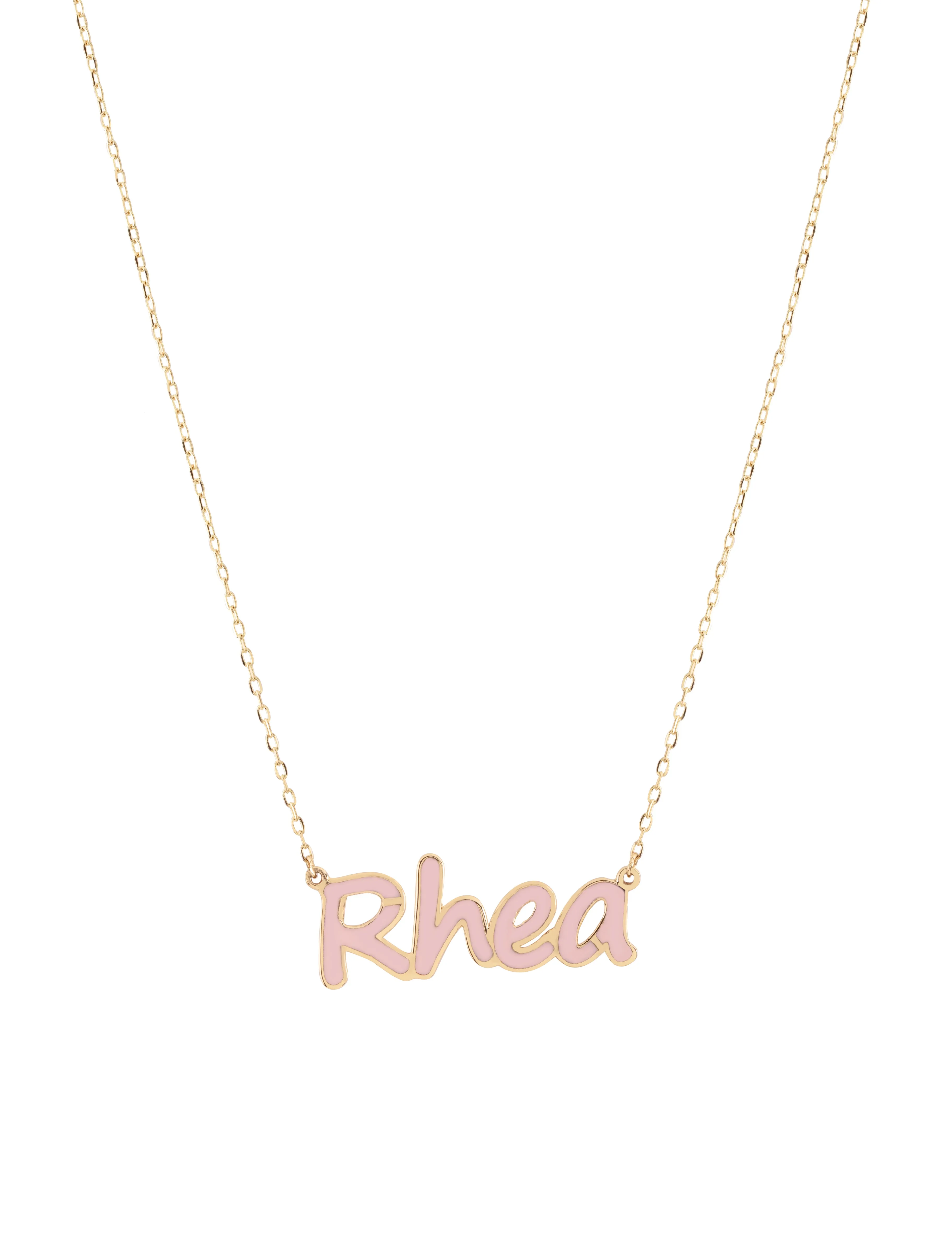 Personalized 18k Gold Enamel Name Necklace | Custom Jewelry | Name Pendant