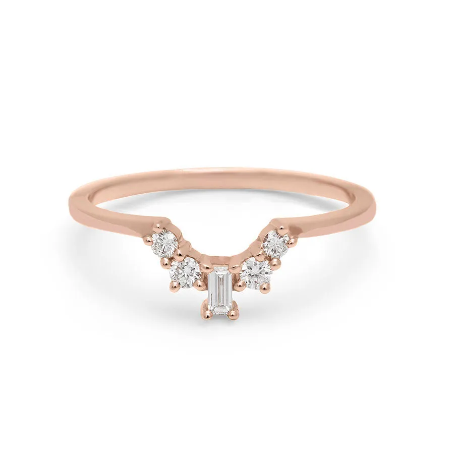 Petite Baguette Tiara Band - 14k Gold & White Diamond