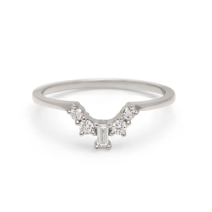 Petite Baguette Tiara Band - 14k Gold & White Diamond