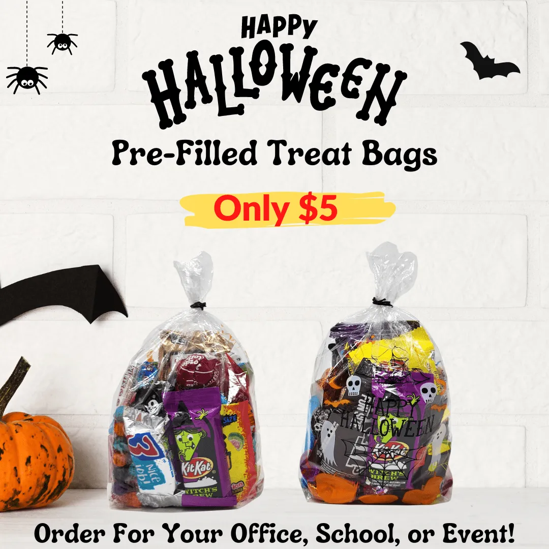 Prefilled Halloween Candy Treat Bags - 12 oz ea, Large (Pack of 12)