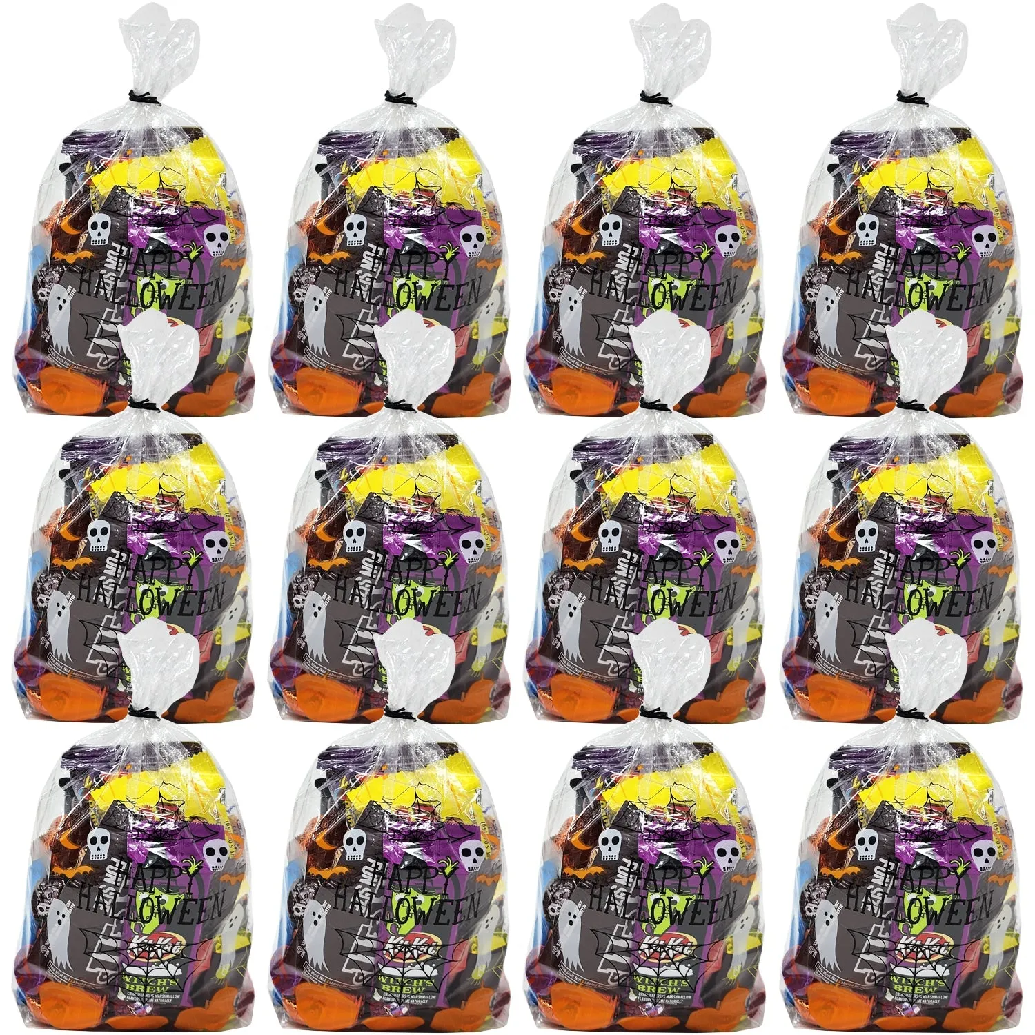 Prefilled Halloween Candy Treat Bags - 12 oz ea, Large (Pack of 12)