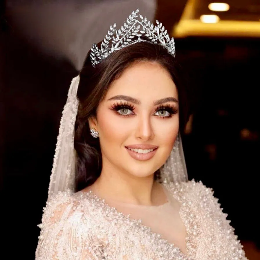 "Adrianna" - Silver Pearl and Cubic Zirconia Bridal Tiara