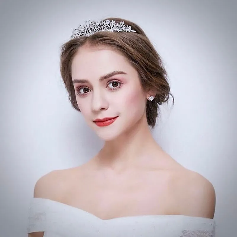 "Brianna" - Bridal 3-Piece Jewelry Set With Tiara - Available in Gold and Silver