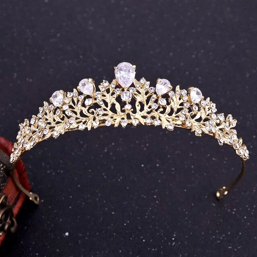 "Brianna" - Bridal 3-Piece Jewelry Set With Tiara - Available in Gold and Silver