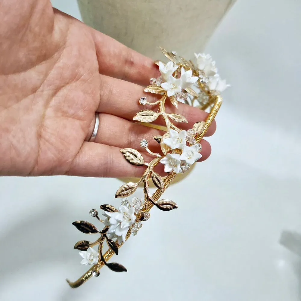 "Calais" - Gold Bridal Double Tiara