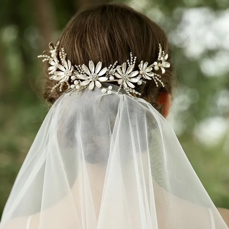 "Celine" - Floral Bridal Hair Accessory - Available in Yellow Gold and Rose Gold