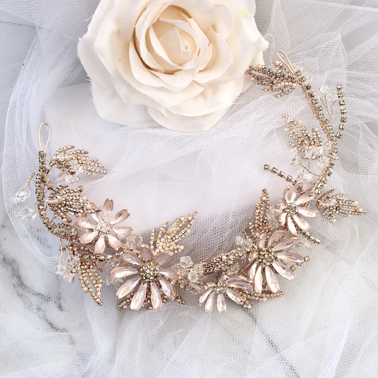 "Celine" - Floral Bridal Hair Accessory - Available in Yellow Gold and Rose Gold