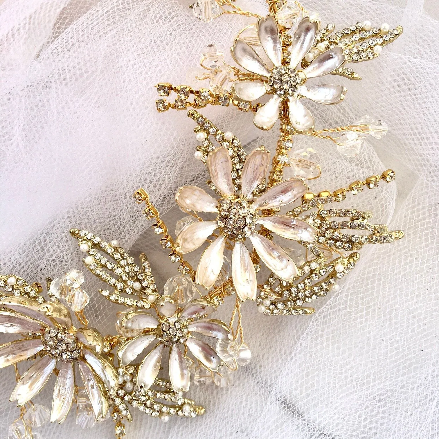 "Celine" - Floral Bridal Hair Accessory - Available in Yellow Gold and Rose Gold