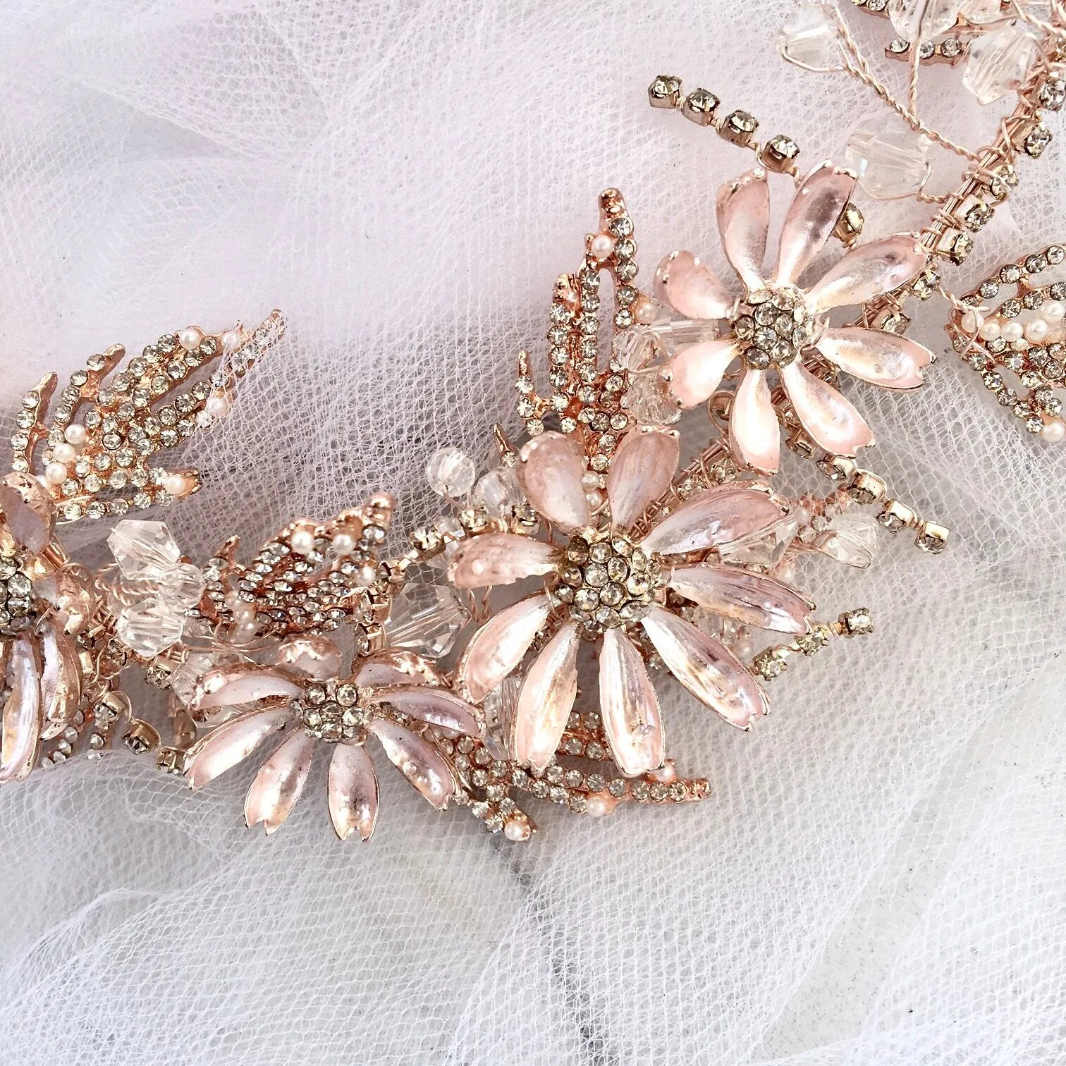 "Celine" - Floral Bridal Hair Accessory - Available in Yellow Gold and Rose Gold