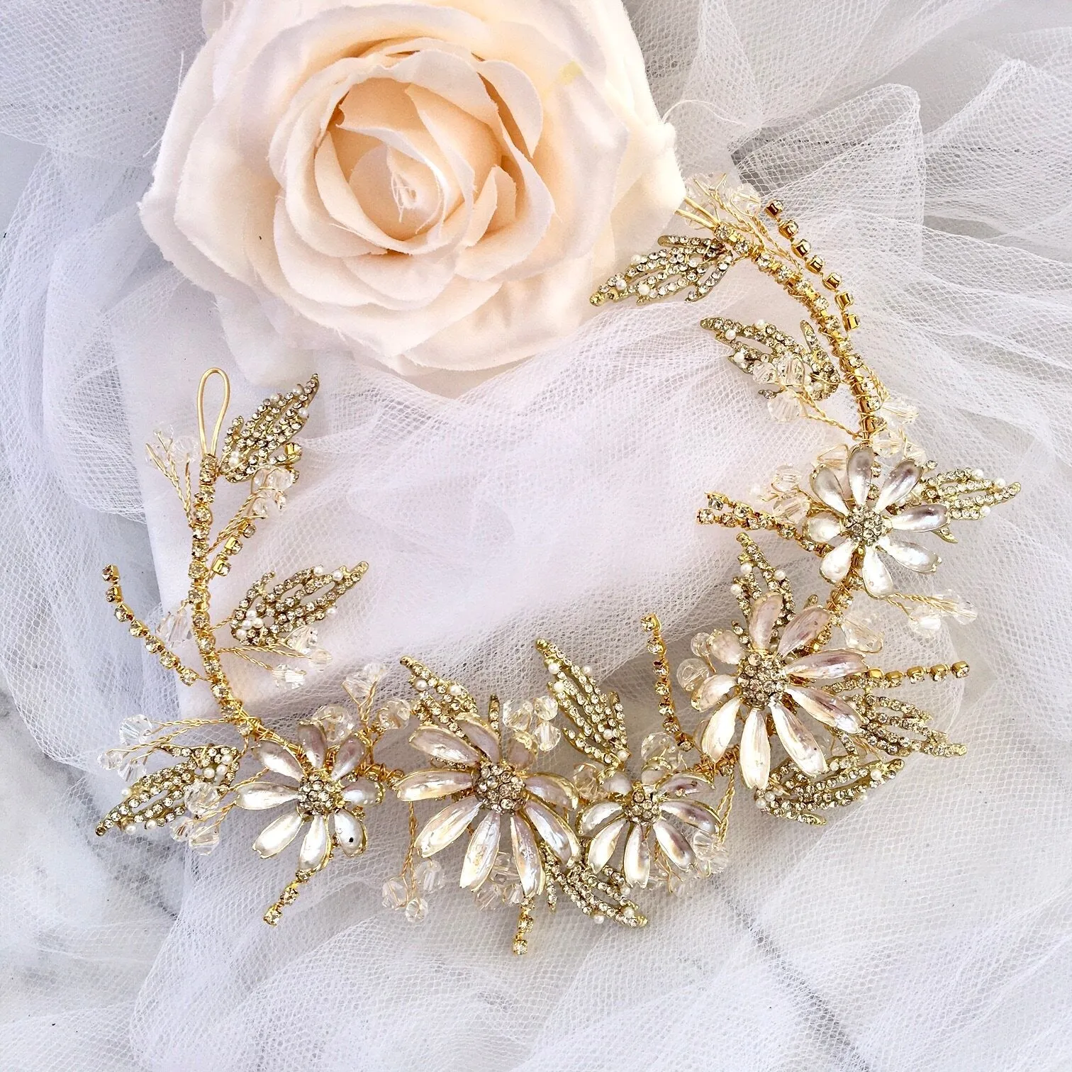 "Celine" - Floral Bridal Hair Accessory - Available in Yellow Gold and Rose Gold