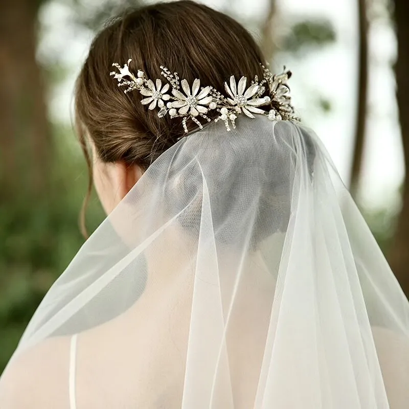 "Celine" - Floral Bridal Hair Accessory - Available in Yellow Gold and Rose Gold