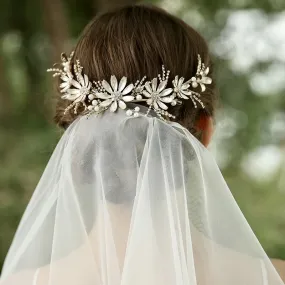"Celine" - Floral Bridal Hair Accessory - Available in Yellow Gold and Rose Gold