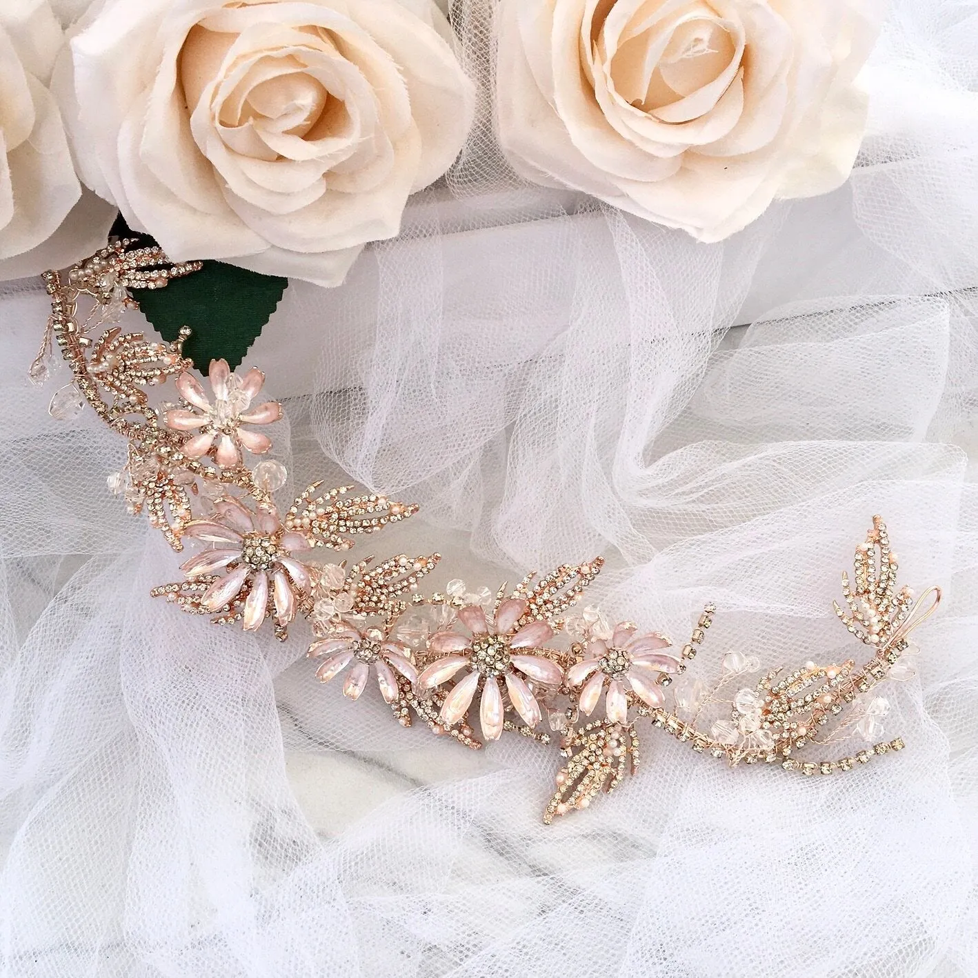 "Celine" - Floral Bridal Hair Accessory - Available in Yellow Gold and Rose Gold