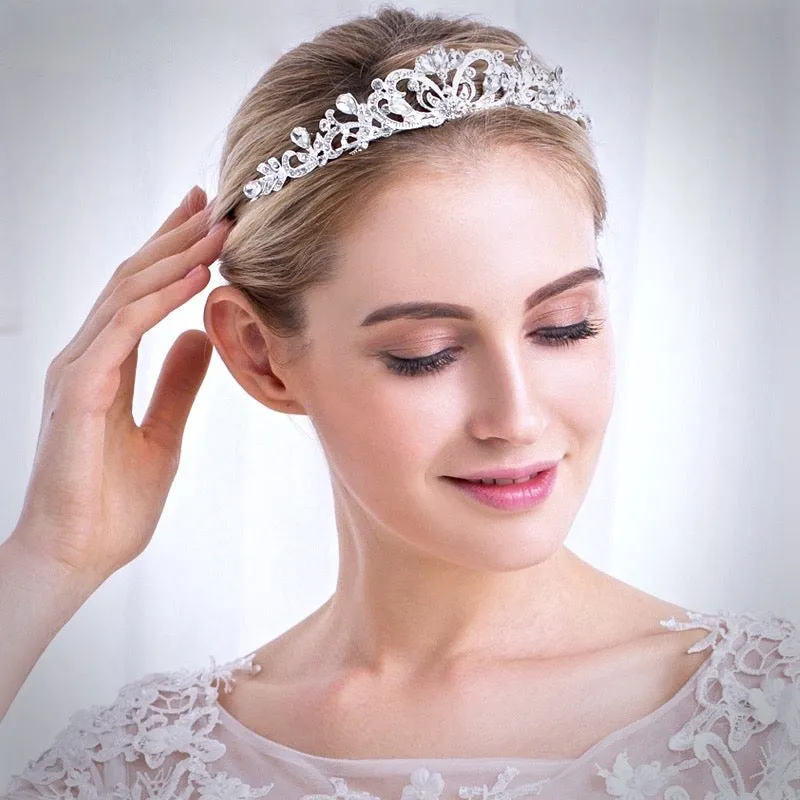 "Chantelle" - Rhinestone Bridal Tiara - Available in Silver and Yellow Gold