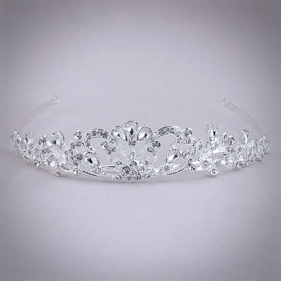 "Chantelle" - Rhinestone Bridal Tiara - Available in Silver and Yellow Gold