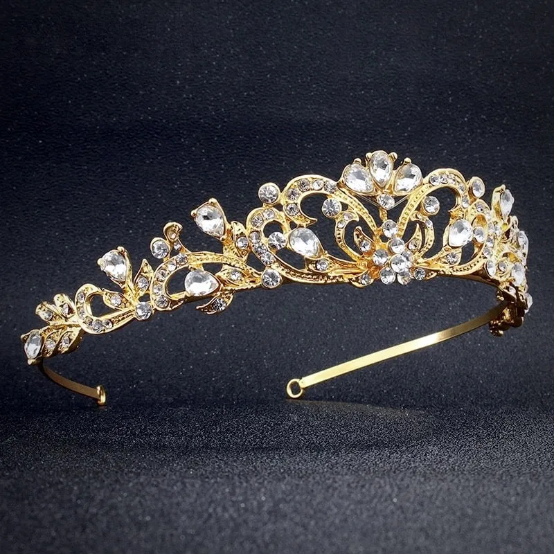 "Chantelle" - Rhinestone Bridal Tiara - Available in Silver and Yellow Gold