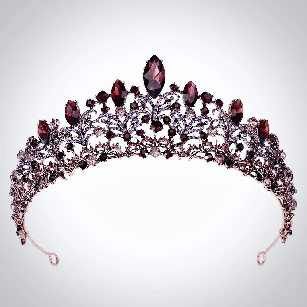 "Elowen" - Victorian Gothic Burgundy Bridal Tiara