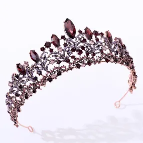 "Elowen" - Victorian Gothic Burgundy Bridal Tiara