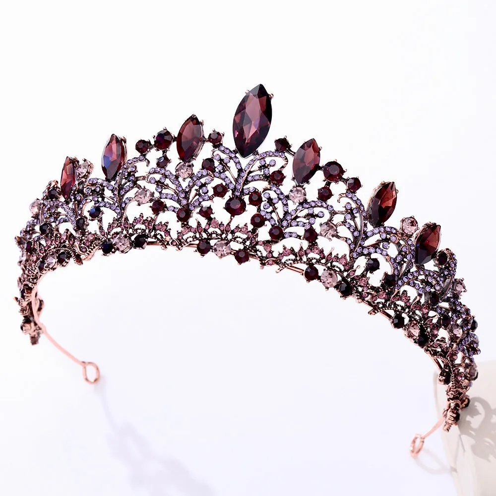 "Elowen" - Victorian Gothic Burgundy Bridal Tiara