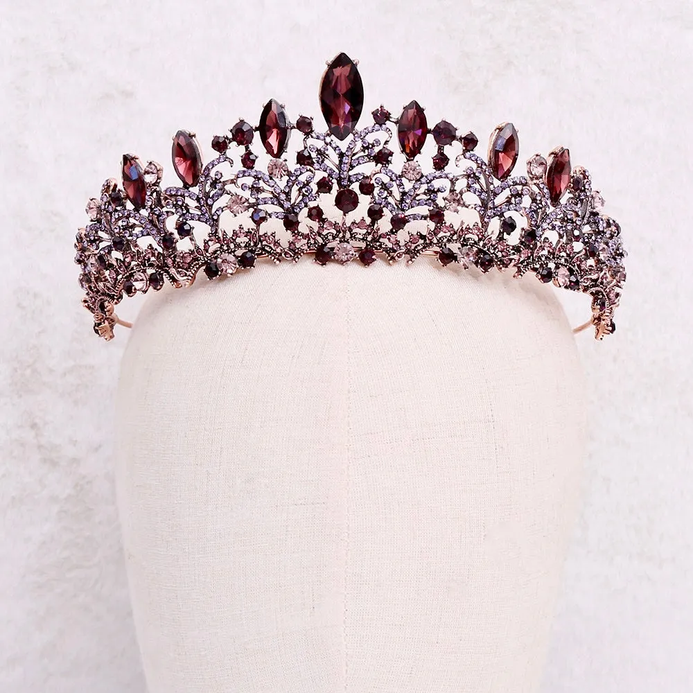 "Elowen" - Victorian Gothic Burgundy Bridal Tiara