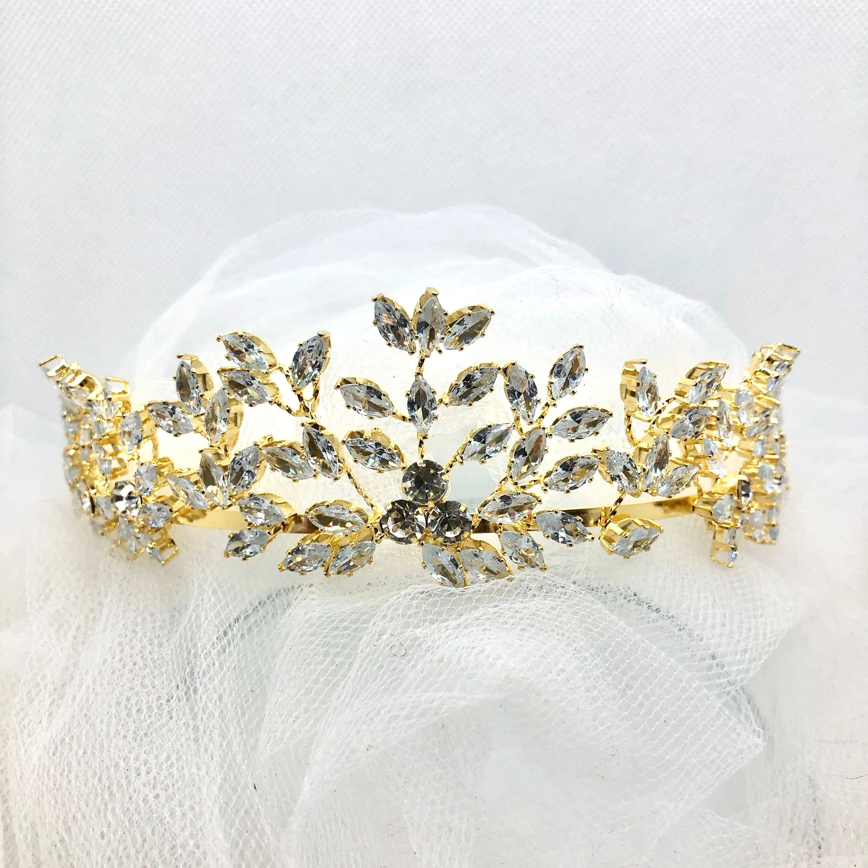 "Loralee" -  Cubic Zirconia Wedding Tiara - Available in Silver and Gold